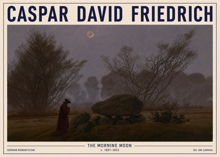 Caspar David Friedrich The Morning Moon No5 - Juliste