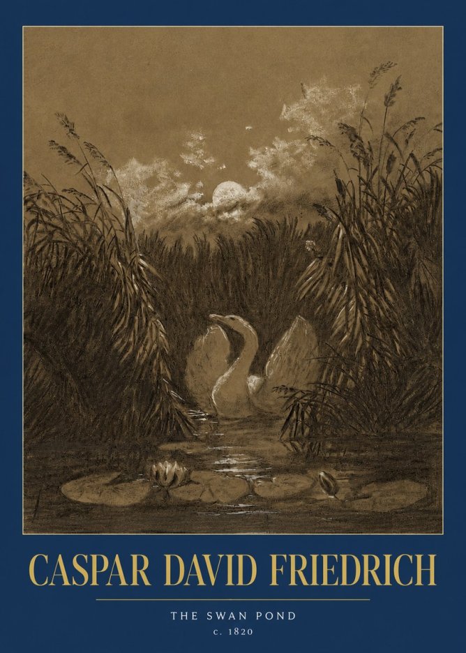Caspar David Friedrich The Swan Pond No2 - Juliste