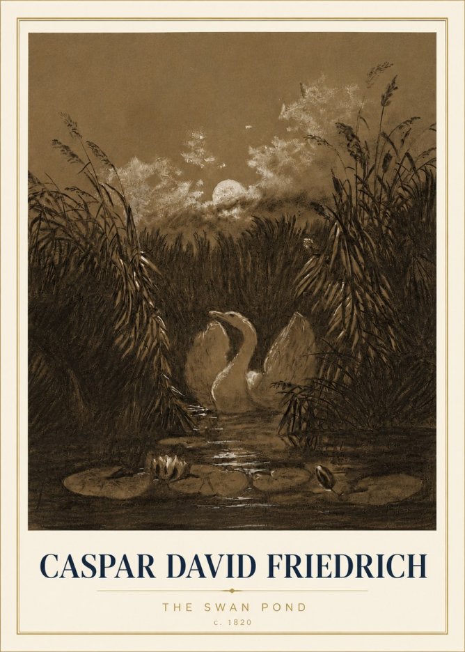 Caspar David Friedrich The Swan Pond No4 - Juliste