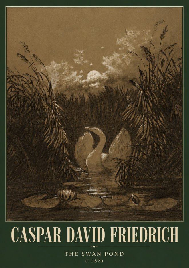 Caspar David Friedrich The Swan Pond No5 - Juliste