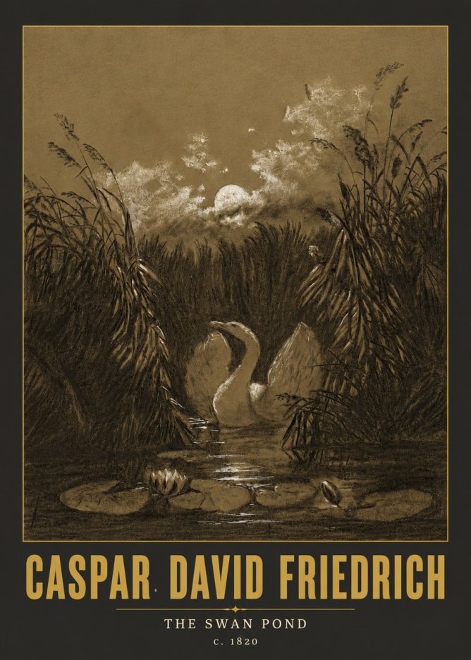 Caspar David Friedrich The Swan Pond No6 - Juliste
