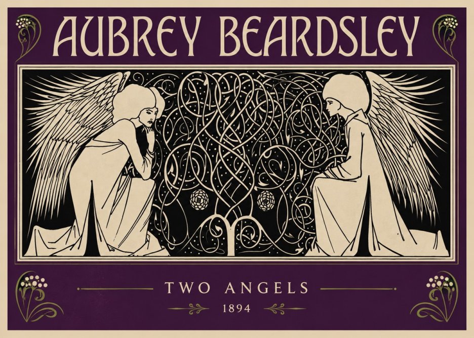 Aubrey Beardsley Two Angels No2 - Juliste