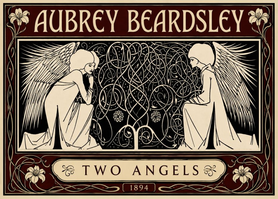 Aubrey Beardsley Two Angels No5 - Juliste