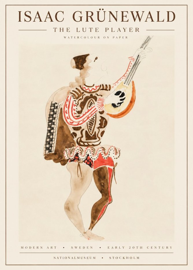 Isaac Grünewald The Lute Player No1 - Juliste