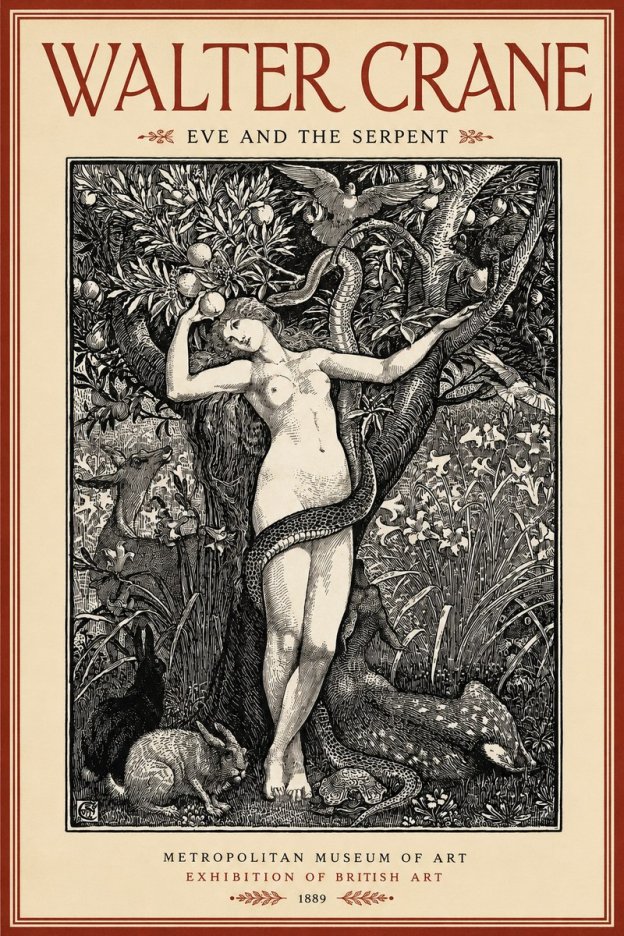 Walter Crane Eve and the Serpent No2 - Juliste