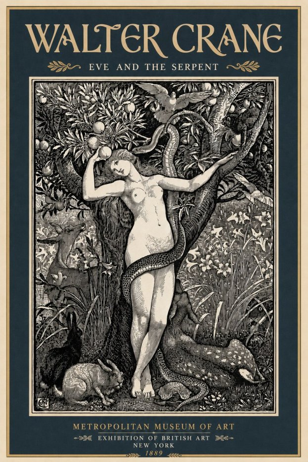 Walter Crane Eve and the Serpent No6 - Juliste