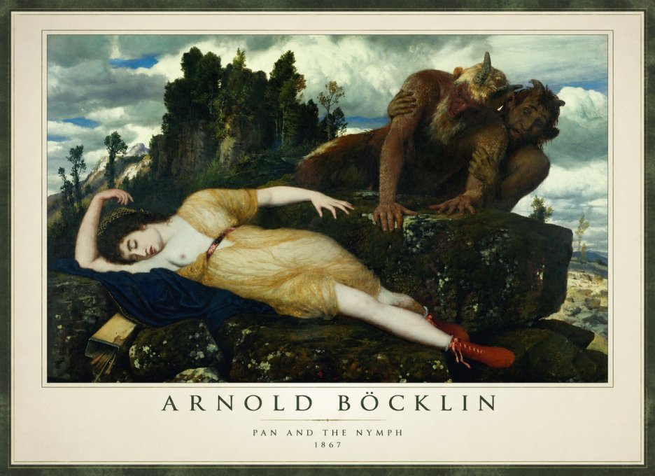 Arnold Böcklin Pan and the Nymph No1 - Juliste