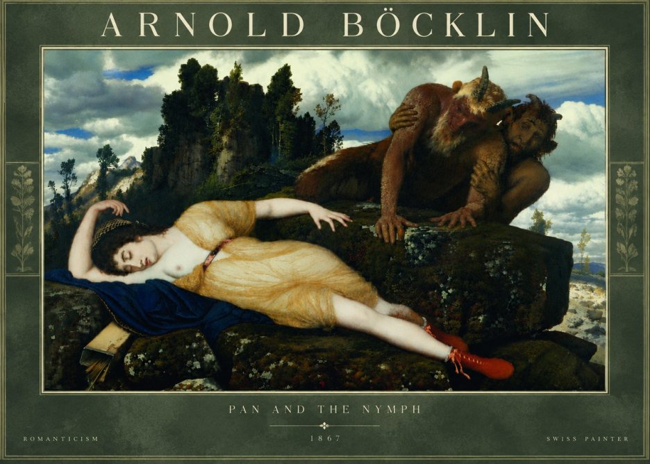 Arnold Böcklin Pan and the Nymph No6 - Juliste
