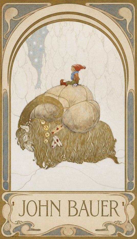 John Bauer The Boy and the Musk Ox No5 - Juliste