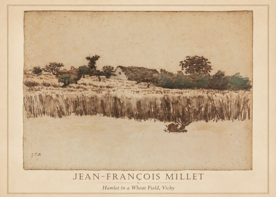 Jean-François Millet Hamlet in a Wheat Field, Vichy No2 - Juliste