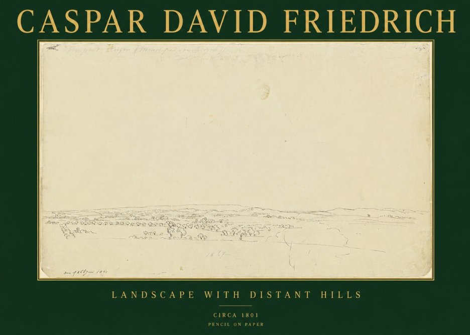 Caspar David Friedrich Landscape with Distant Hills No2 - Juliste