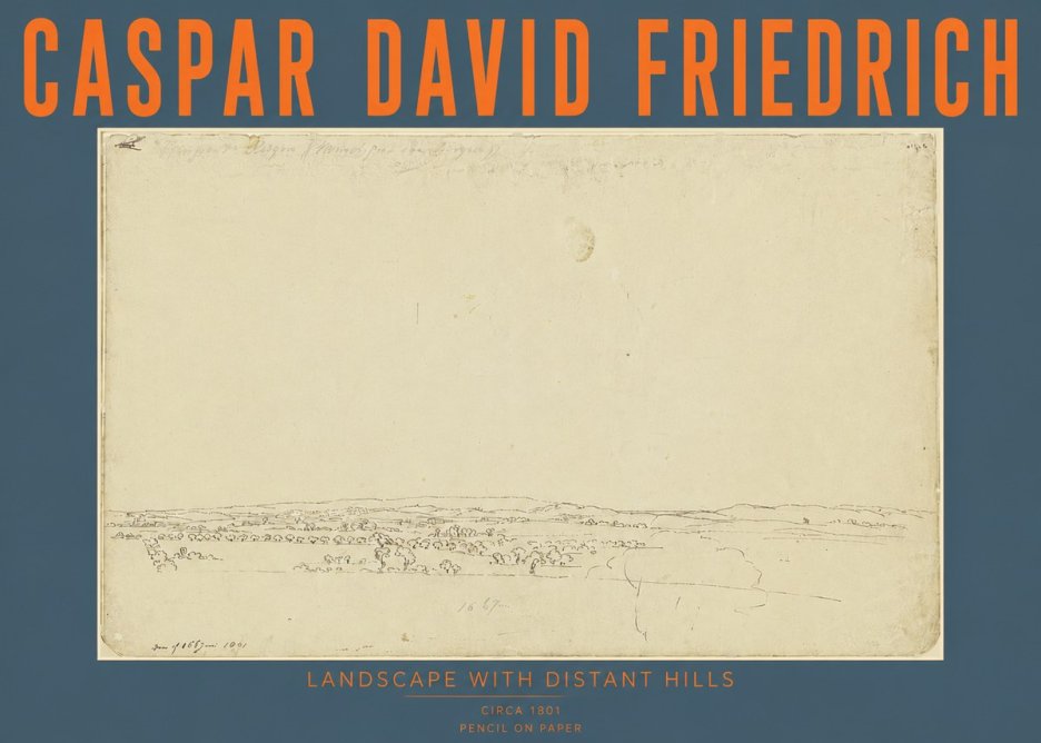 Caspar David Friedrich Landscape with Distant Hills No4 - Juliste