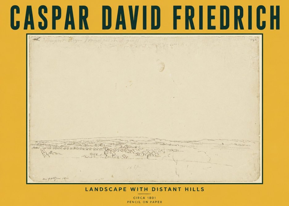 Caspar David Friedrich Landscape with Distant Hills No6 - Juliste
