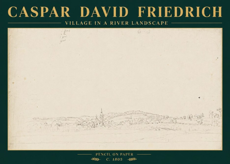 Caspar David Friedrich Village in a River Landscape No6 - Juliste