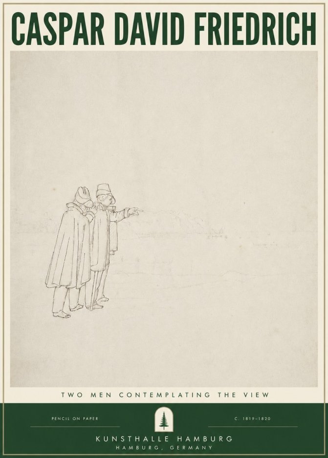 Caspar David Friedrich Two Men Contemplating the View No3 - Juliste