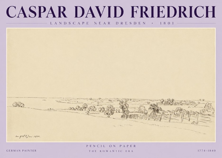 Caspar David Friedrich View of the Countryside Near Dresden No6 - Juliste
