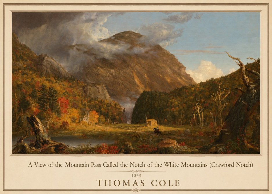 Thomas Cole A View of the Mountain Pass Called the Notch of the White Mountains (Crawford Notch) I No1 - Juliste