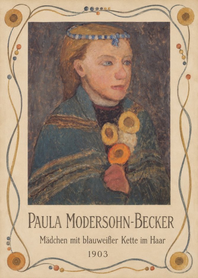 Paula Modersohn-Becker Mädchen Mit Blauweißer Kette Im Haar No5 - Juliste
