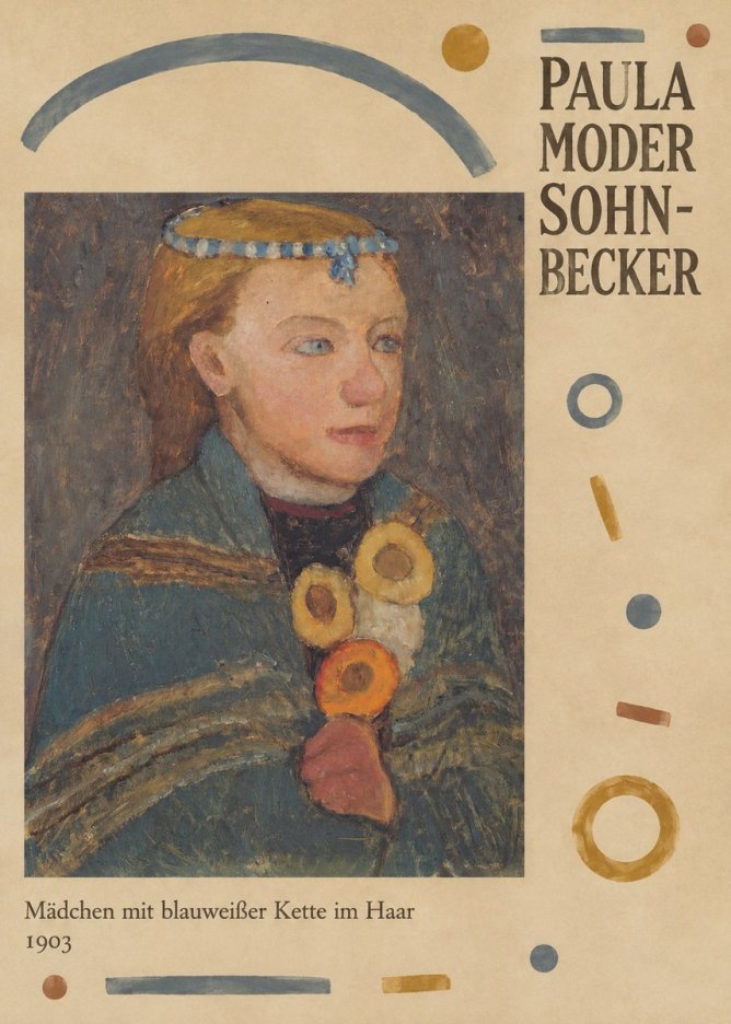 Paula Modersohn-Becker Mädchen Mit Blauweißer Kette Im Haar No6 - Juliste