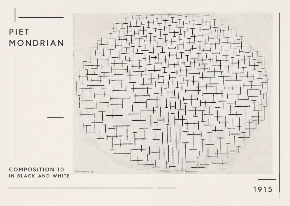 Piet Mondrian Composition 10 in Black and White No1 - Juliste