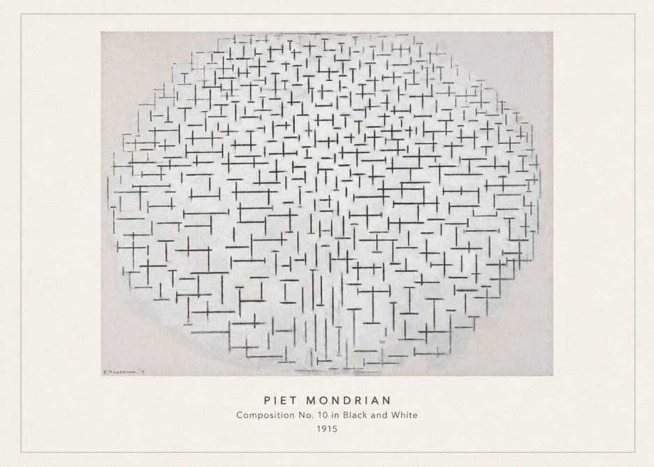 Piet Mondrian Composition 10 in Black and White No4 - Juliste