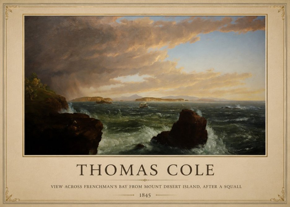 Thomas Cole View Across Frenchman's Bay from Mount Desert Island, After a Squall I No1 - Juliste