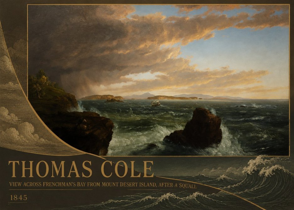 Thomas Cole View Across Frenchman's Bay from Mount Desert Island, After a Squall I No2 - Juliste