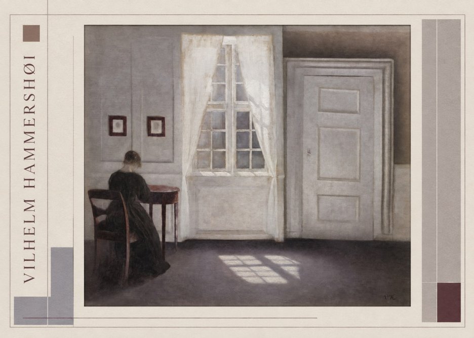Vilhelm Hammershøi Interior with a Woman at a Table No2 - Juliste