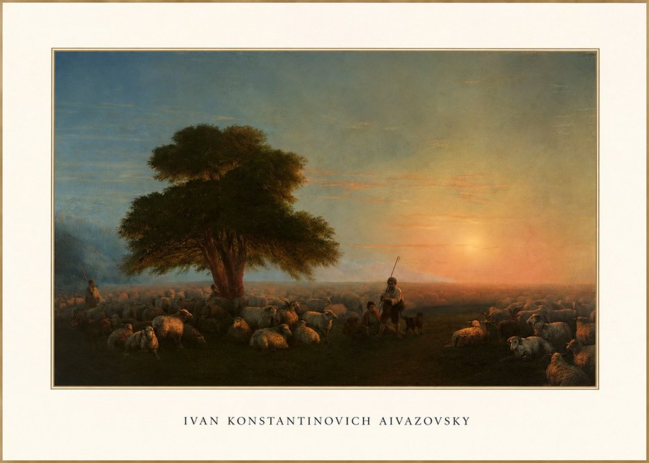 Ivan Konstantinovich Aivazovsky Shepherd with Flock at Sunset No3 - Juliste