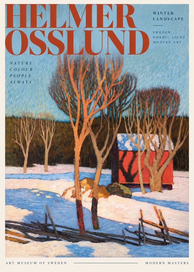 Helmer Osslund Winter Landscape with Red Barn No3 - Juliste