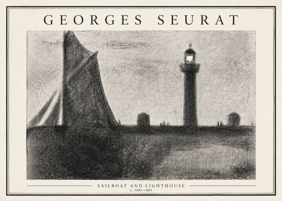 Seurat Sailboat and Lighthouse No3 - Juliste