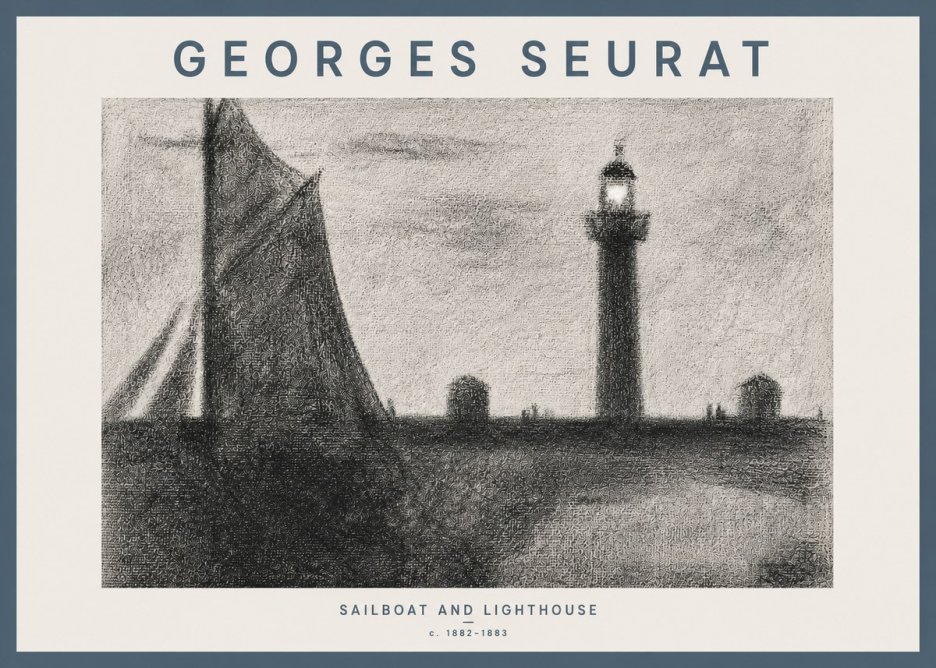 Seurat Sailboat and Lighthouse No4 - Juliste