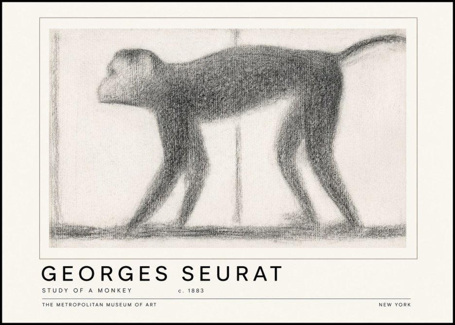 Seurat Study of a Monkey No6 - Juliste
