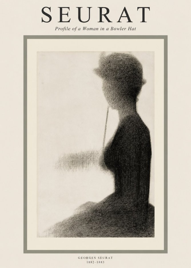 Seurat Profile of a Woman in a Bowler Hat No1 - Juliste