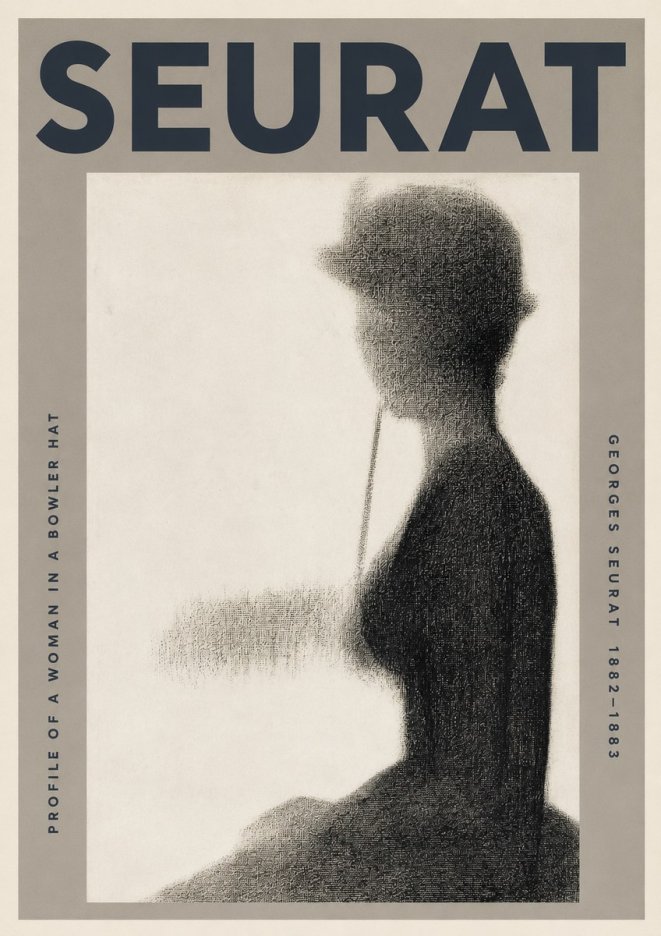 Seurat Profile of a Woman in a Bowler Hat No3 - Juliste