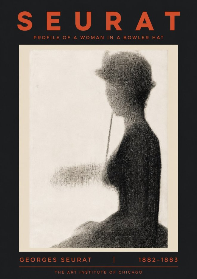 Seurat Profile of a Woman in a Bowler Hat No5 - Juliste
