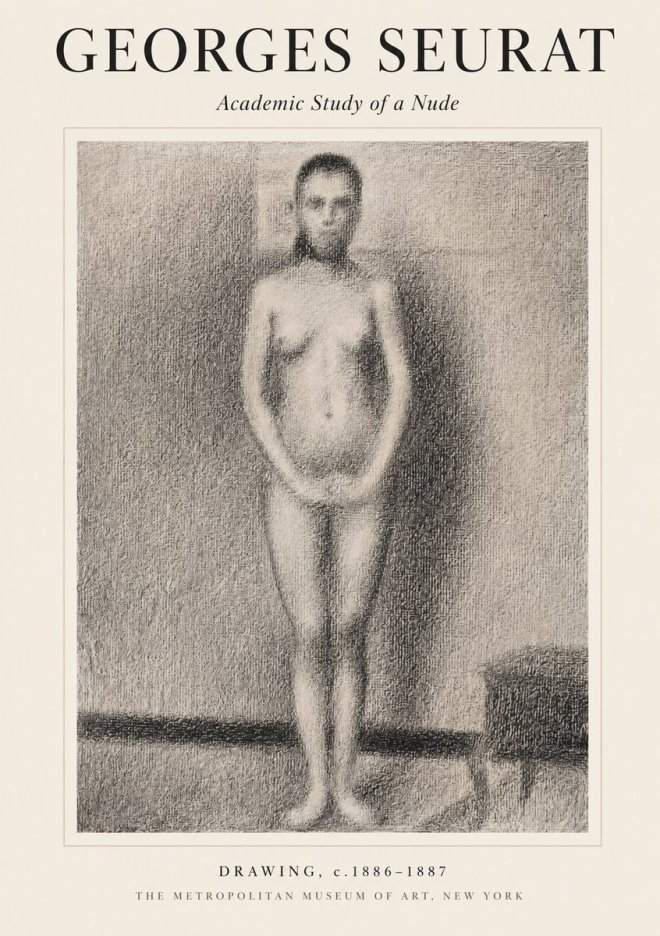 Seurat Academic Study of a Nude No1 - Juliste