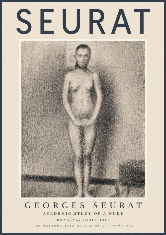 Seurat Academic Study of a Nude No2 - Juliste