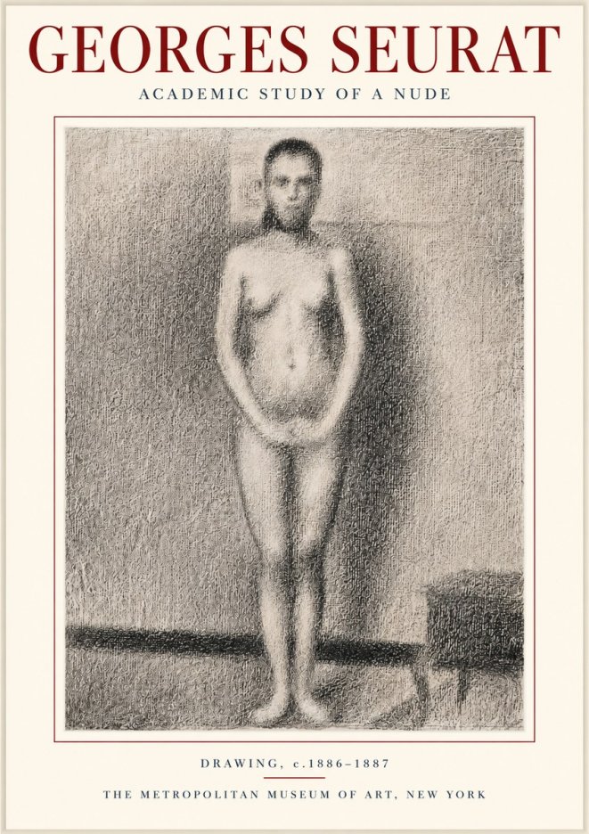 Seurat Academic Study of a Nude No3 - Juliste