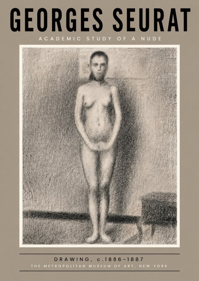 Seurat Academic Study of a Nude No4 - Juliste