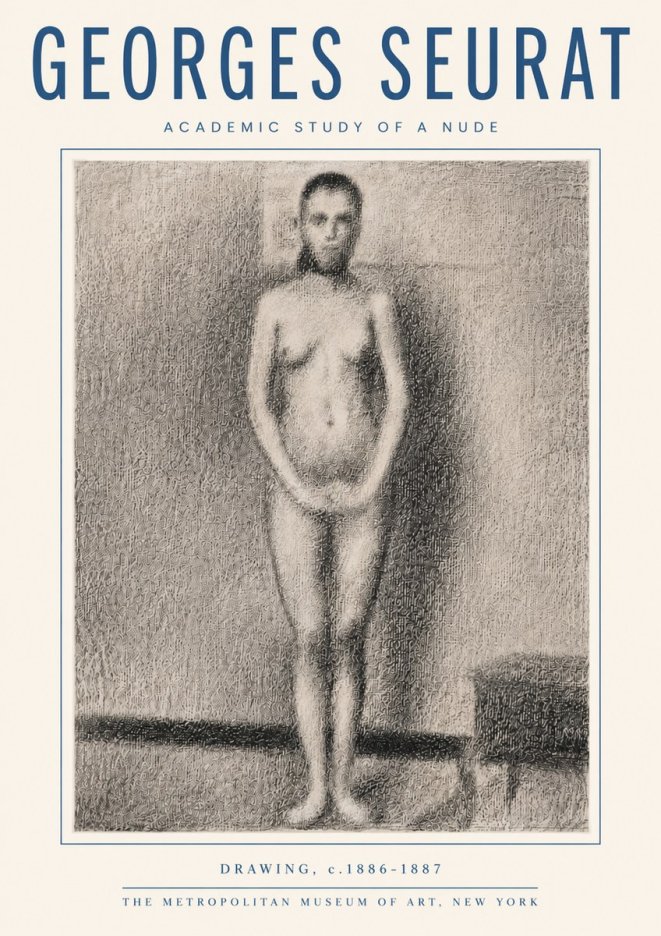 Seurat Academic Study of a Nude No5 - Juliste