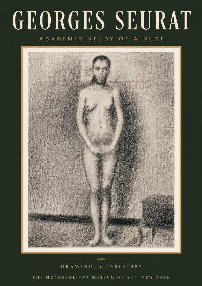 Seurat Academic Study of a Nude No6 - Juliste
