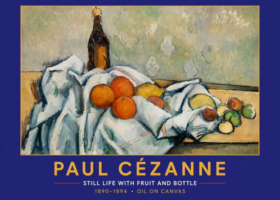 Paul Cézanne Still Life with Fruit and Bottle No2 - Juliste
