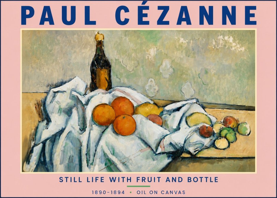 Paul Cézanne Still Life with Fruit and Bottle No4 - Juliste