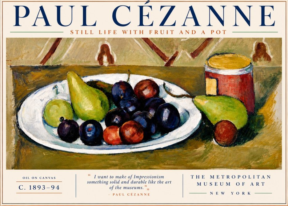 Paul Cézanne Still Life with Fruit and a Pot No4 - Juliste