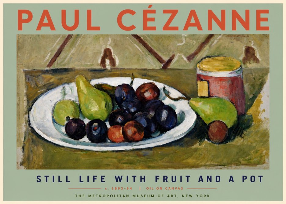 Paul Cézanne Still Life with Fruit and a Pot No6 - Juliste