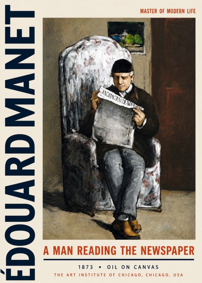 Édouard Manet A Man Reading the Newspaper No3 - Juliste