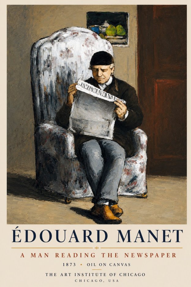 Édouard Manet A Man Reading the Newspaper No4 - Juliste