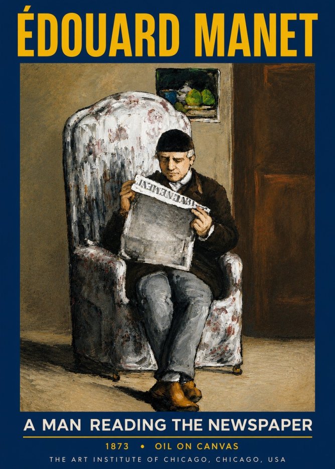 Édouard Manet A Man Reading the Newspaper No6 - Juliste