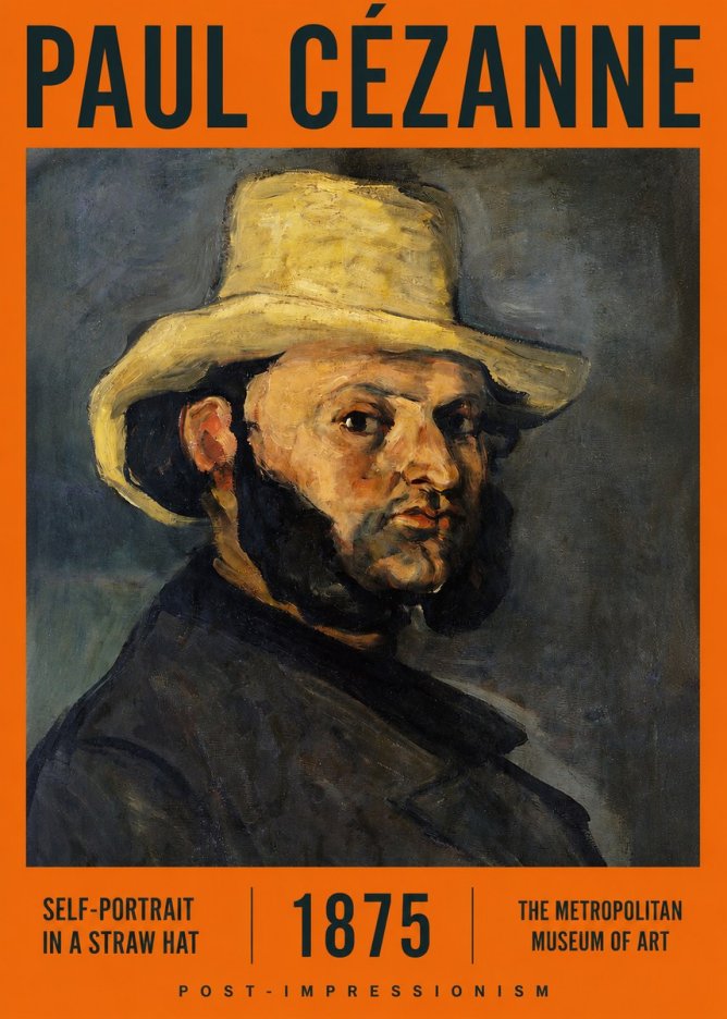 Paul Cézanne Self-portrait in a Straw Hat No2 - Juliste